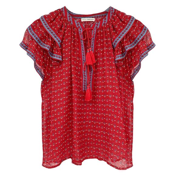 ULLA JOHNSON Silk Top in Scarlet 2 - Picture 1 of 9